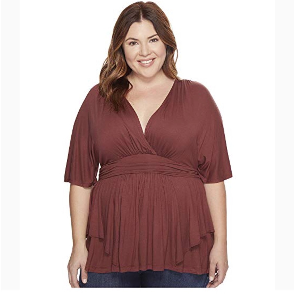 Kiyonna promenade 1x Red/brown Blouse Top.